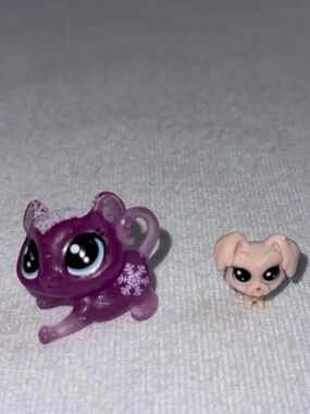 Littlest Pet Shop Purple Kitty & Cream Puppy Mini Figures